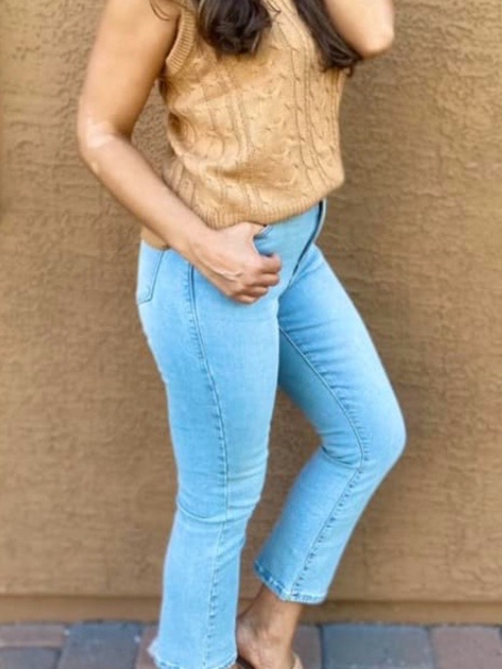 LuLaRoe Light Wash Cropped High-Rise Flare Kick Denim